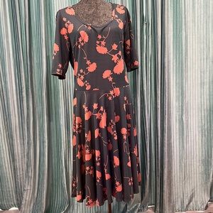 Nicole 3XL A Line Floral Coral Blue Gray Rose Heavier Fabric LuLaRoe